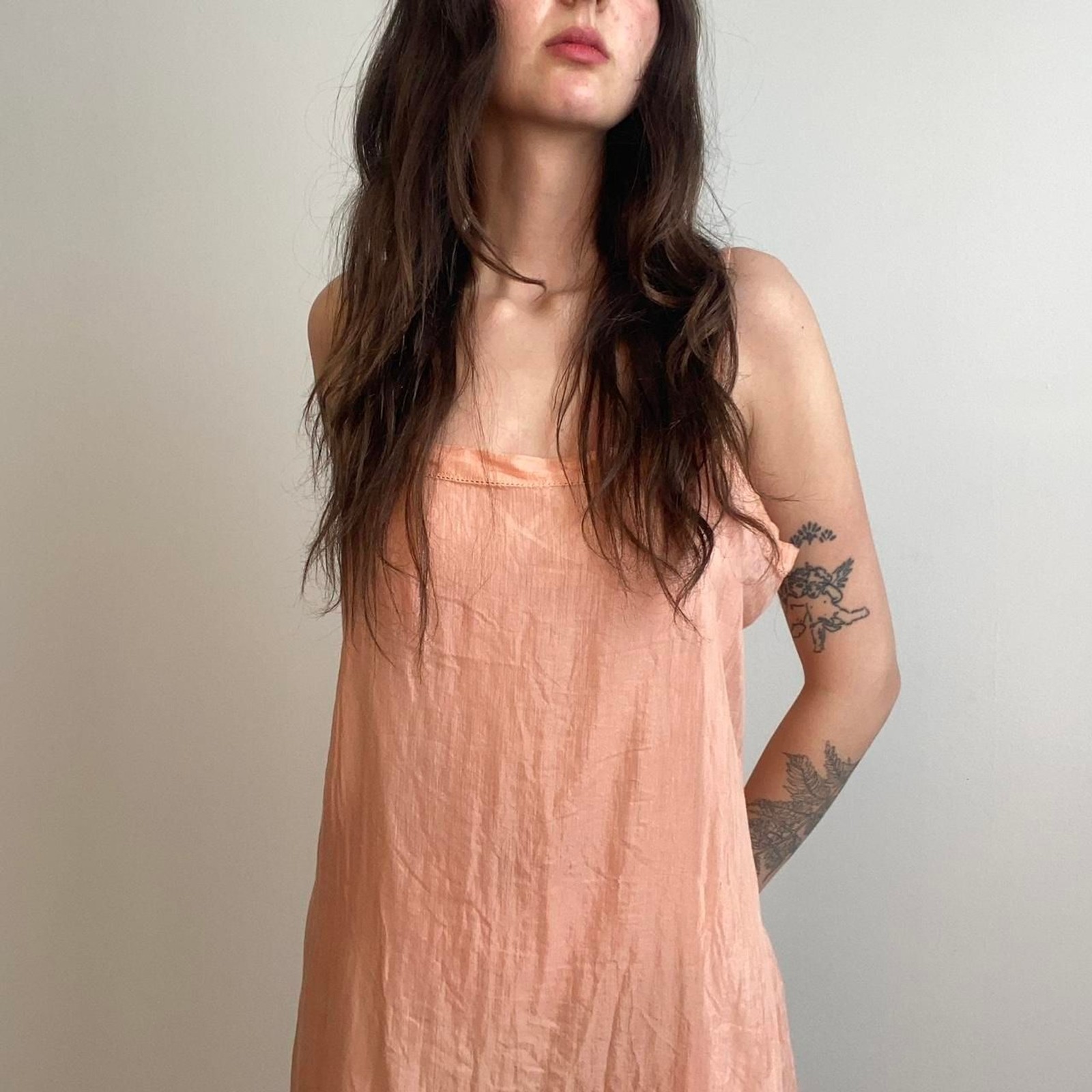 1910s/1920s cotton peach slip dress (20in ptp)