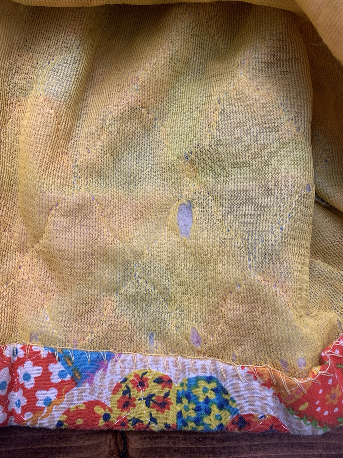 Vintage 1970s Patchwork Robe House Coat Cheater Quilt Psychedelic Funky Retro