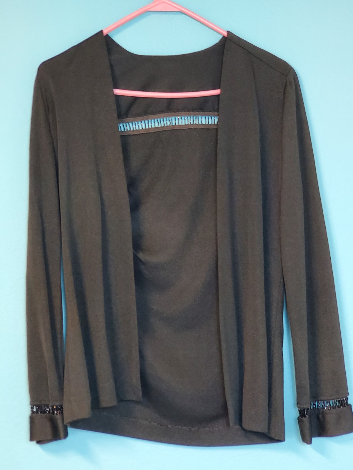 Joy Stevens California Floor Length Spaghetti Strap Dress with Jacket Black 5/6