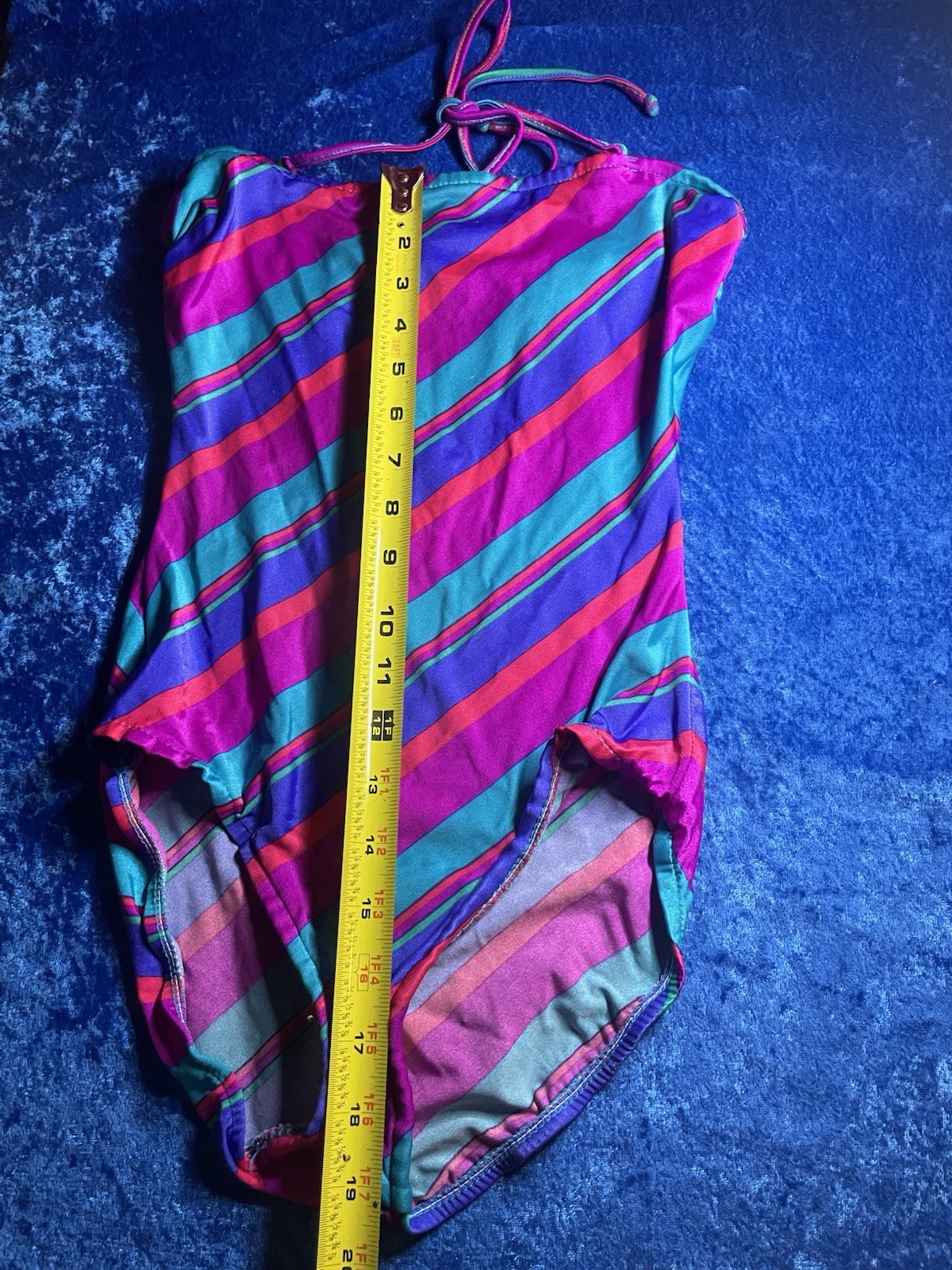 Vintage Cole Of California Swimsuit Size 10 Purple Blue Stripe