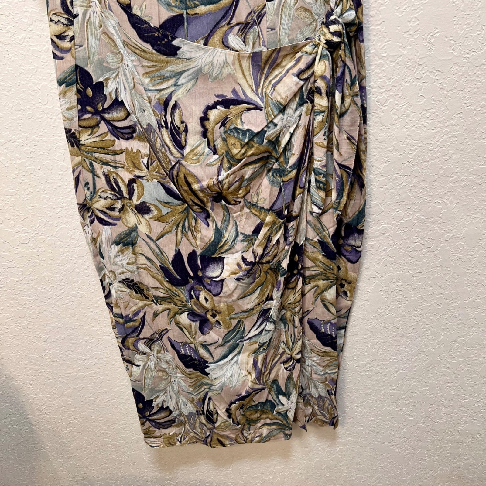 VTG More Jazz 90s Set of 2 Floral Rayon Faux Wrap Midi Dresses Size 14 Resort