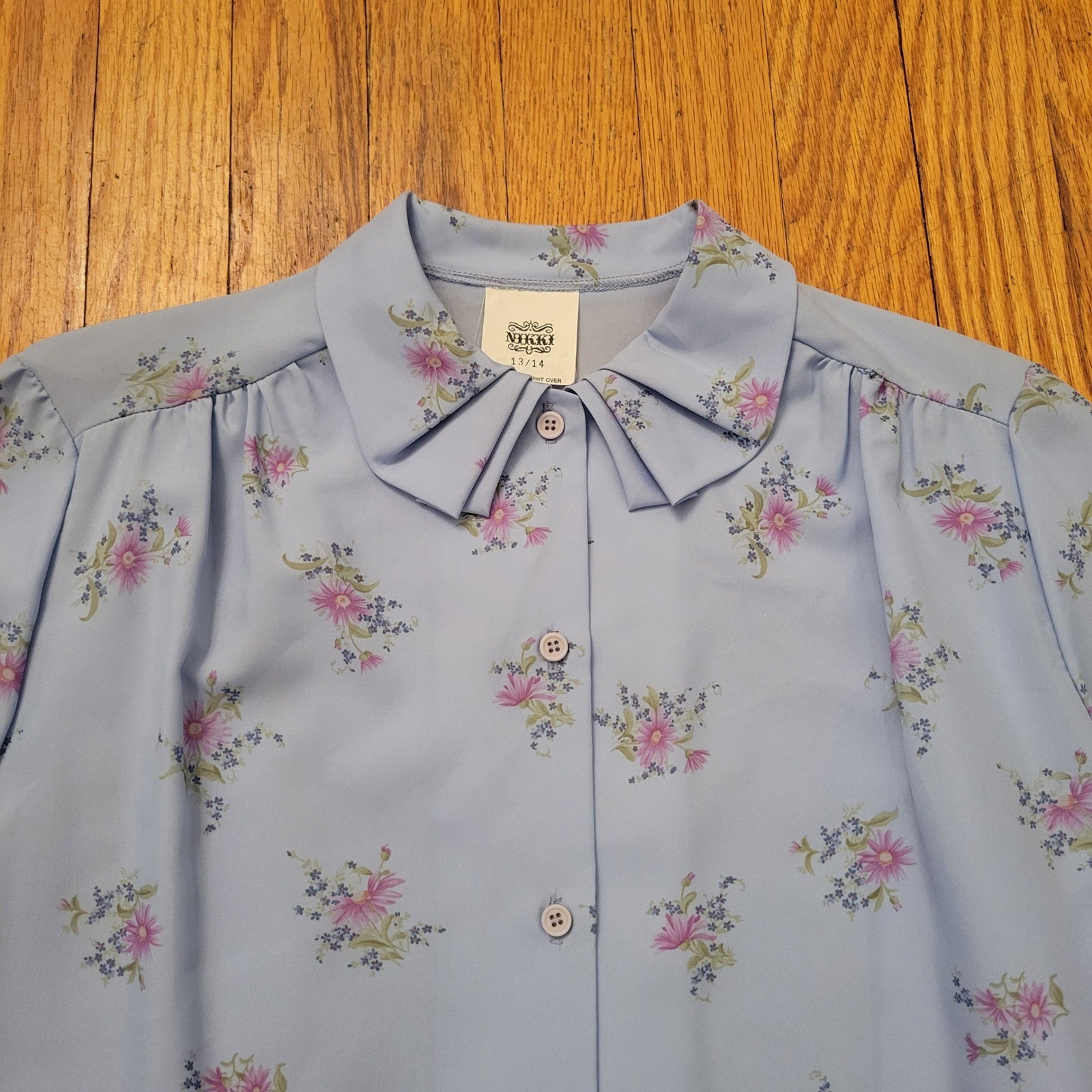 Nikki 13/14 Blouse Floral Vintage Button Up Secretary Cottage Granny Feminine