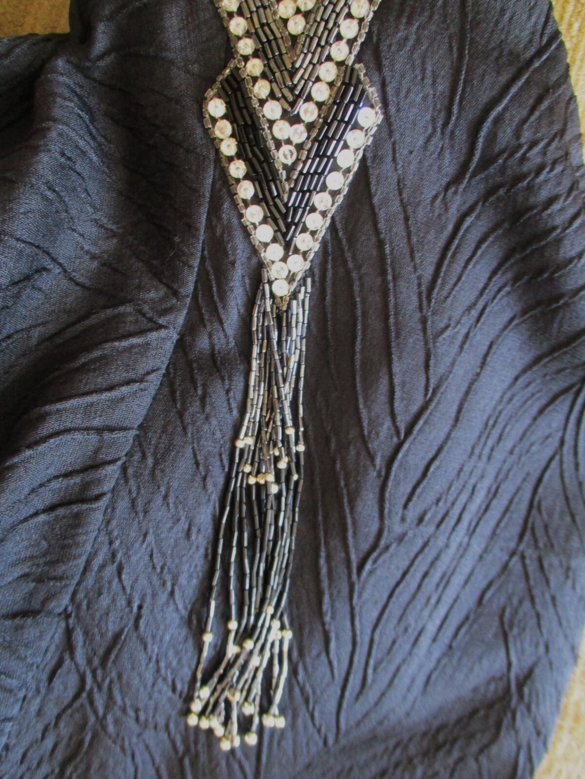 Vintage 70s/80s BOB MACKIE Dress Black Beaded Cocktail Shift Size 12 Women