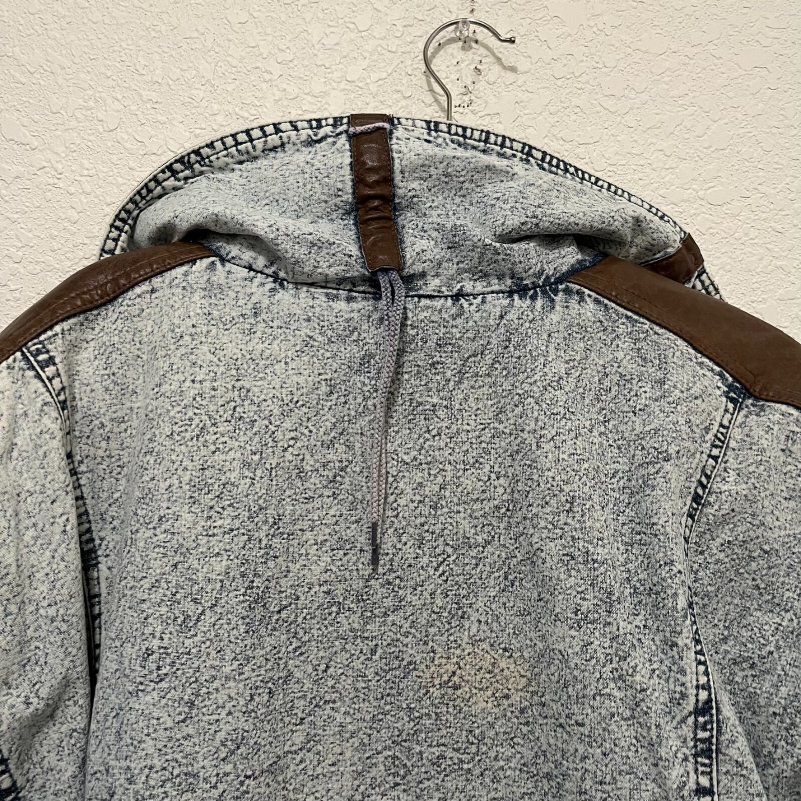 Vintage 80’s East West Acid Stone Wash Denim Coat Blue Jean Jacket Womens Sz XL