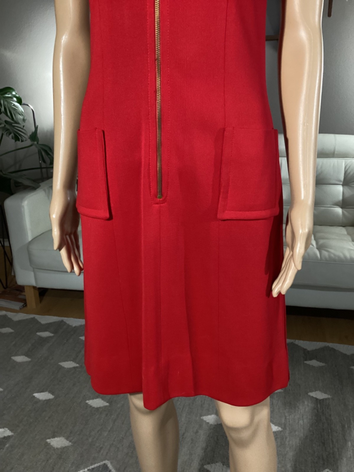 Vintage 1970s Jonathan Logan Shady Lane Red Mod Hippie Dress Ring Zip