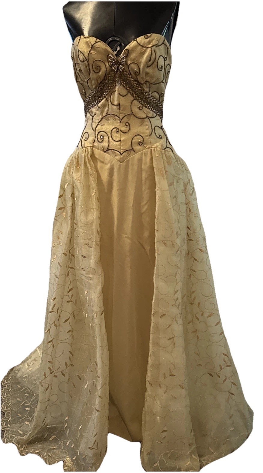 VTG NWT $5K MICHAEL CASEY COUTURE NEIMAN MARCUS GOLD STRAPLESS GOWN DRESS 10