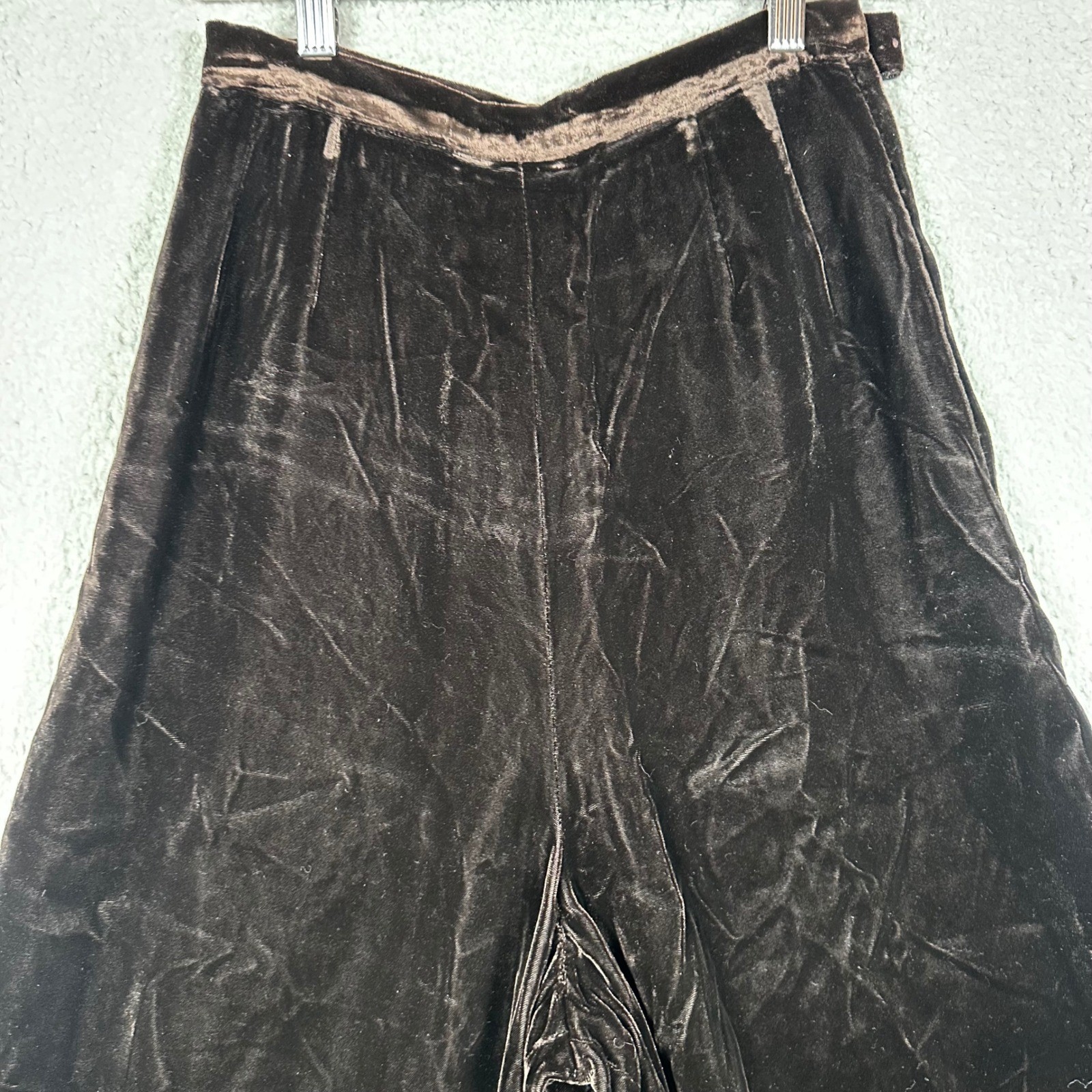 VTG Malbe Original Velvet Wide Leg Palazzo Pants Brown Size 10 Y2K Boho Gothic