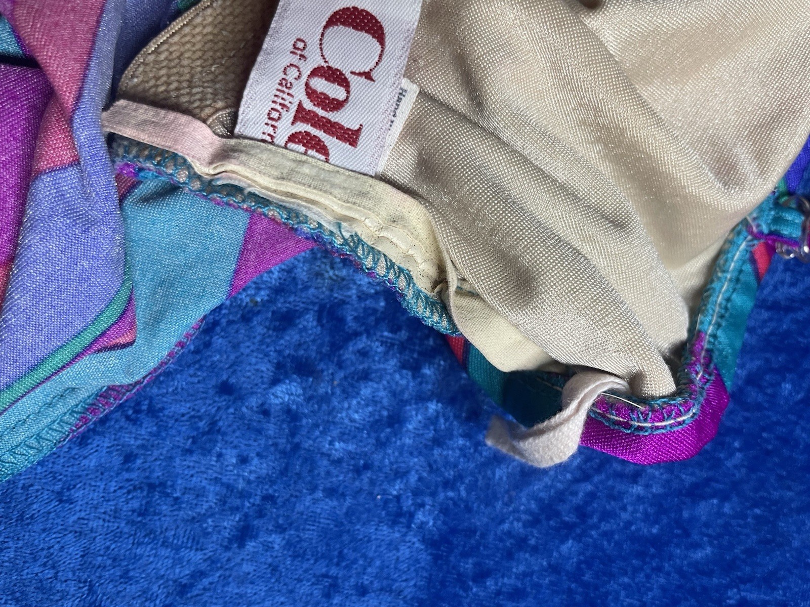 Vintage Cole Of California Swimsuit Size 10 Purple Blue Stripe