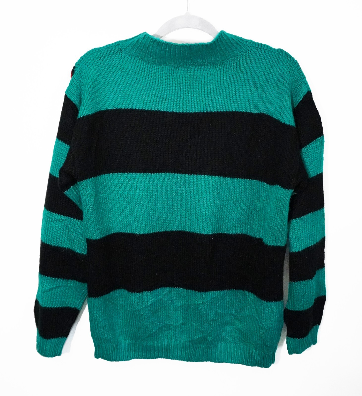 Vintage 80s 90s Abstract Green Geometric Knit Sweater 16th Street Womens Small