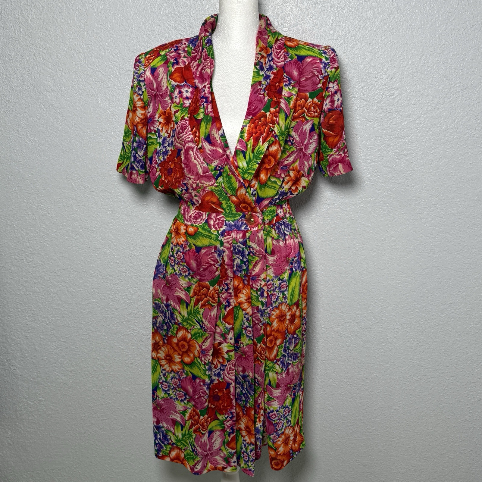 Vintage Floral Dress Classics by Leslie Fay Multicolor Women’s Size 6 Momcore