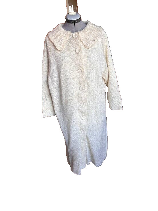 1920s Vtg Womens Home Sewn knit fabric Coat covered Buttons satin lining size M