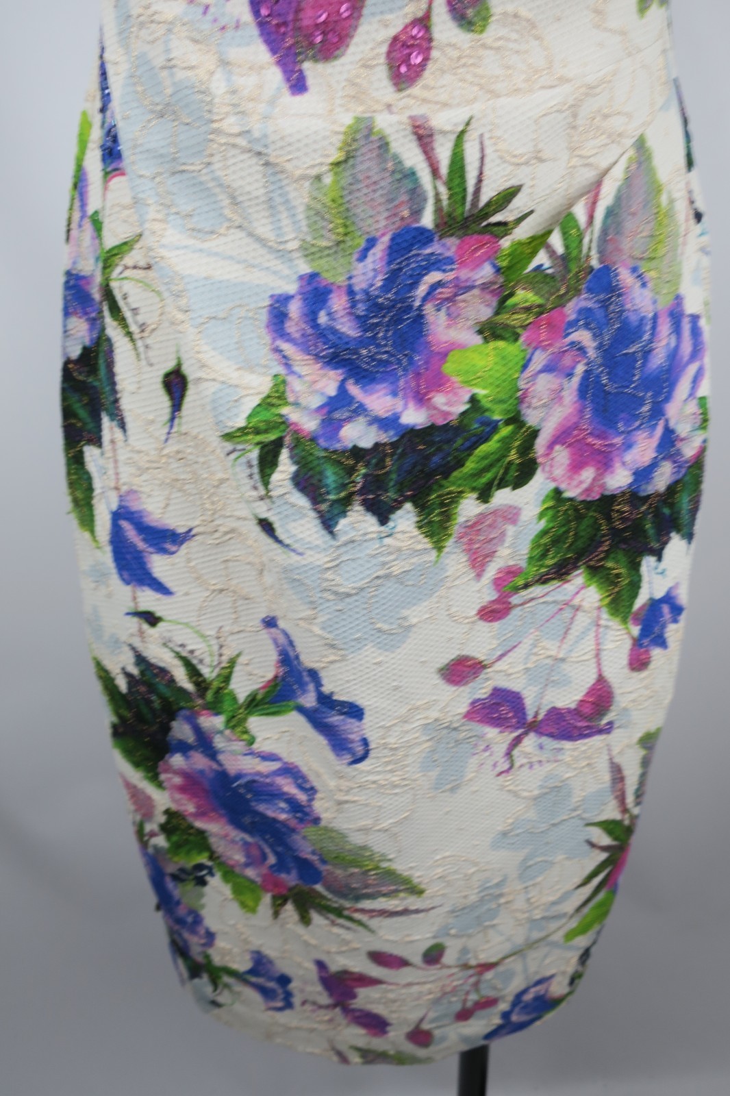 Adrianna Papell Gatsby Party Retro Colorful Floral Dress Wiggle Evening EUC sz 4