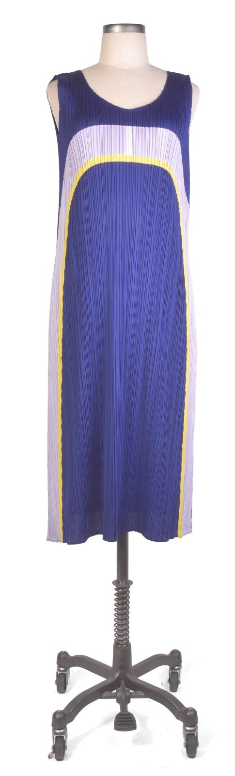 Vintage 90s ISSEY MIYAKE Pleats Please Cobalt Blue, Yellow & Purple Dress