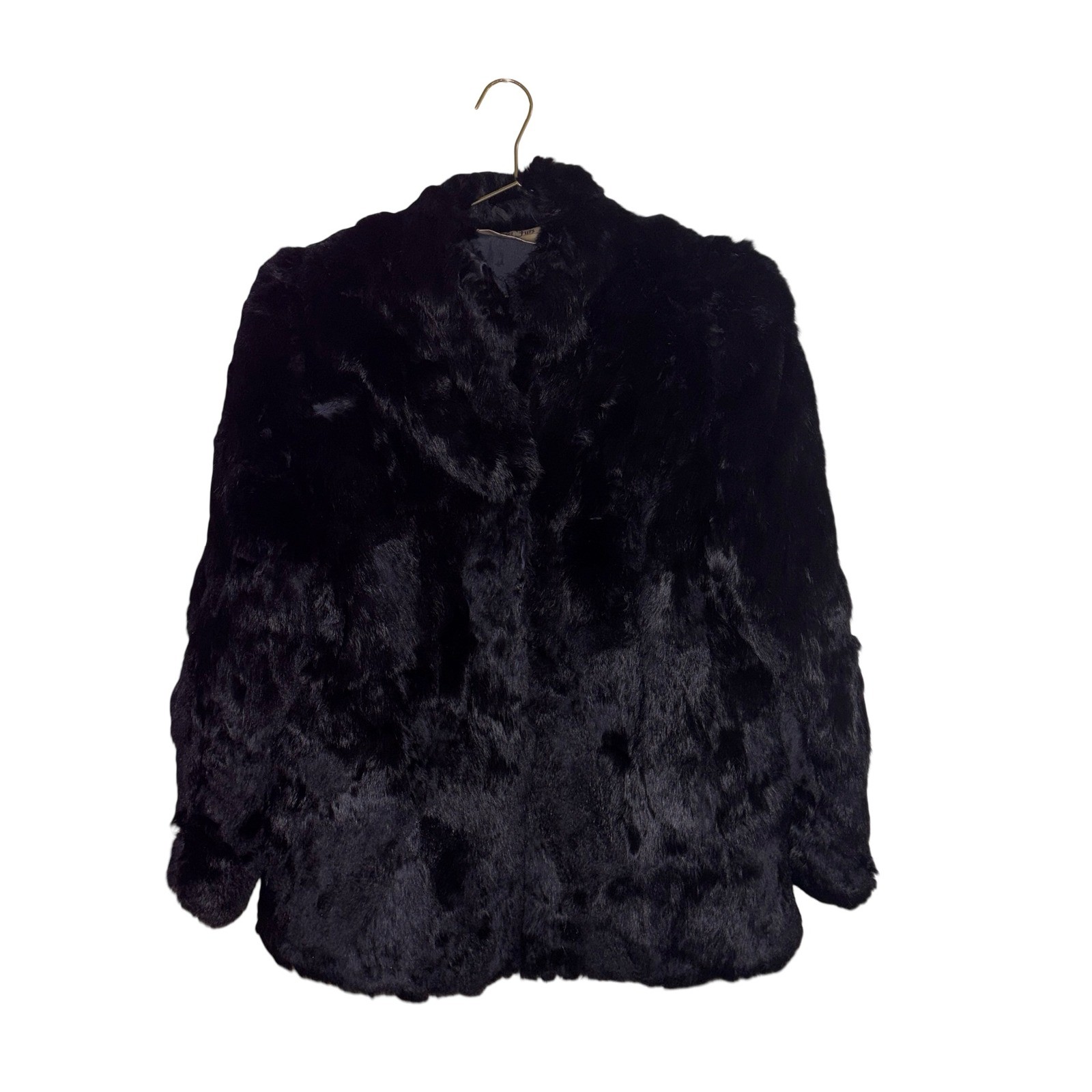 Vintage Somerset Furs Black Rabbit Fur Jacket Coat Large Made in Hong Kong