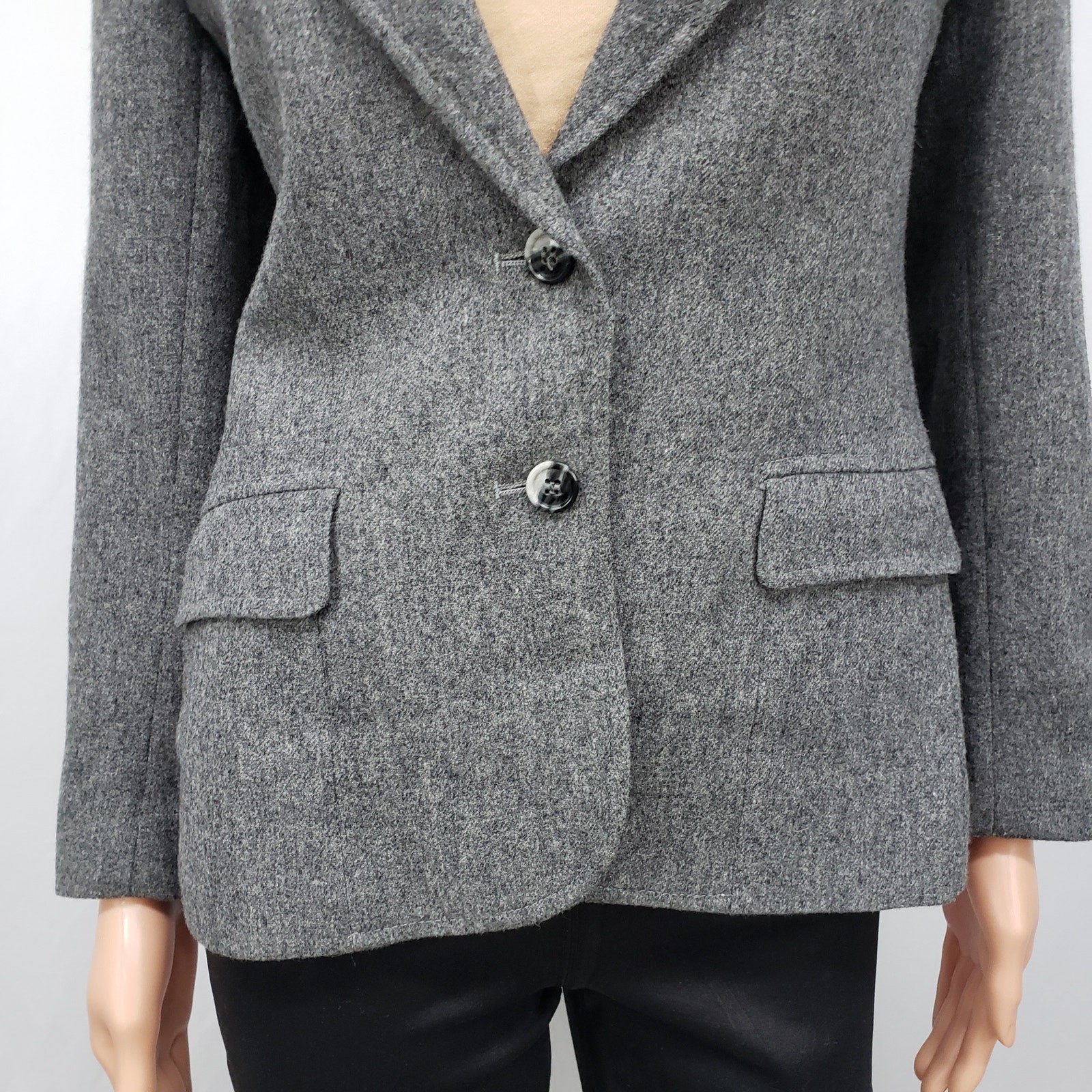 Vintage Union Made 1980s Evan Picone Petite Pure Wool Blend Blazer Jacket Gray S