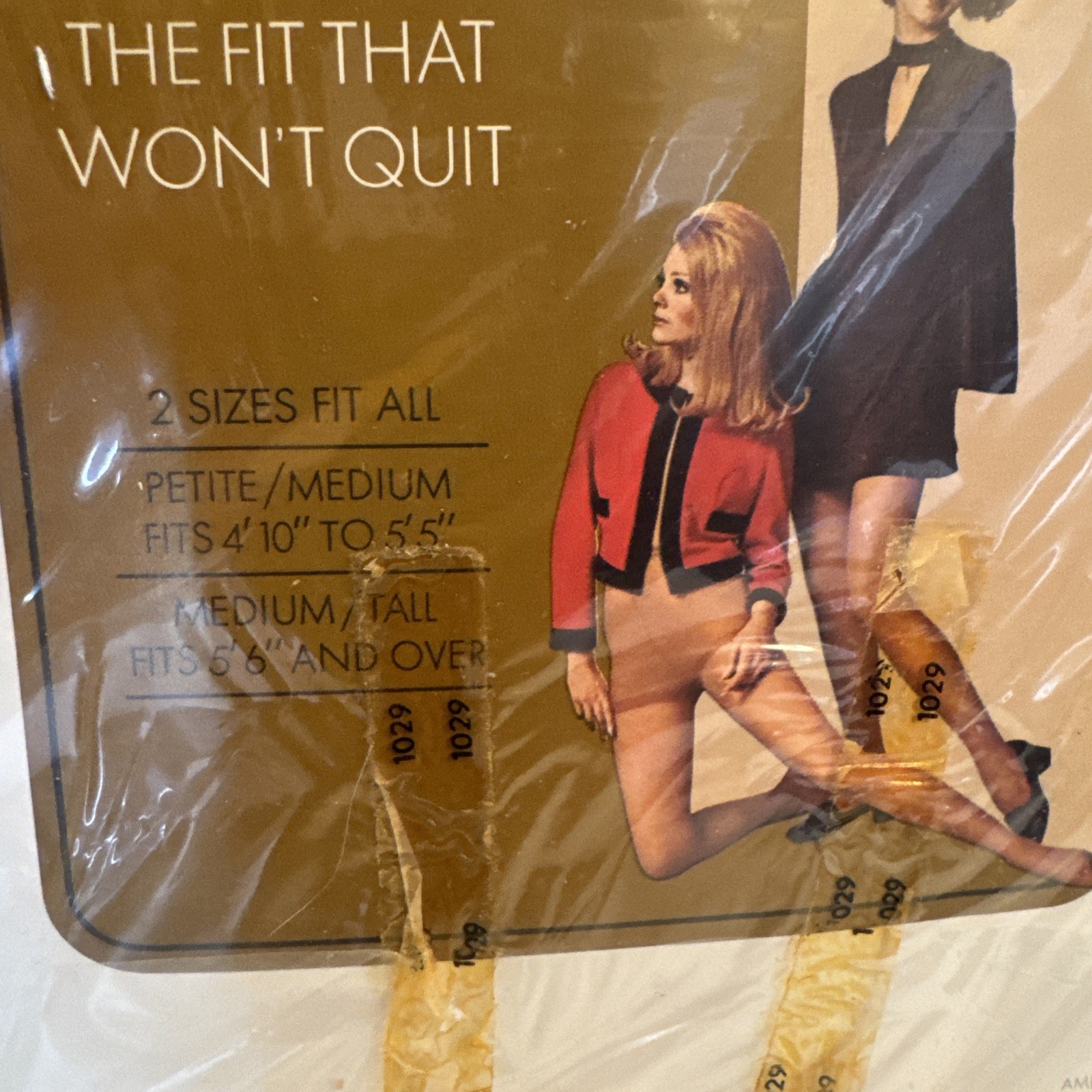 Vintage RED HOT Lido Amplon Nylon super Stretch Panty Hose 5’6” & Over 1960’s ED