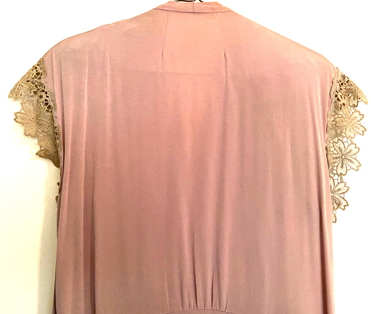 Lacy Vintage 1940s Belted Dress With Peplum Mauve Rayon M 34 Bust