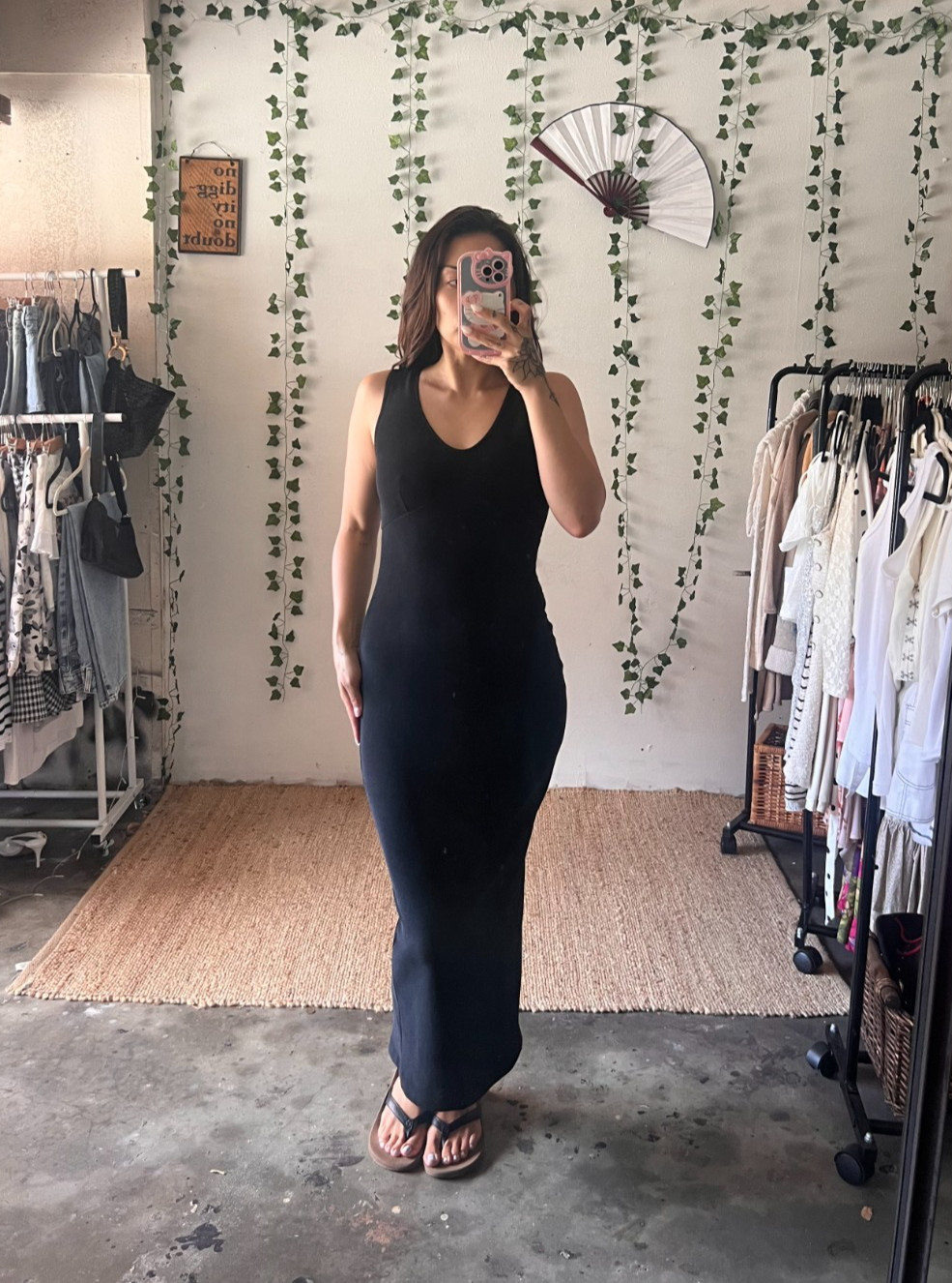 Vintage 90s/Y2K Bisou Bisou black bodycon maxi dress size S