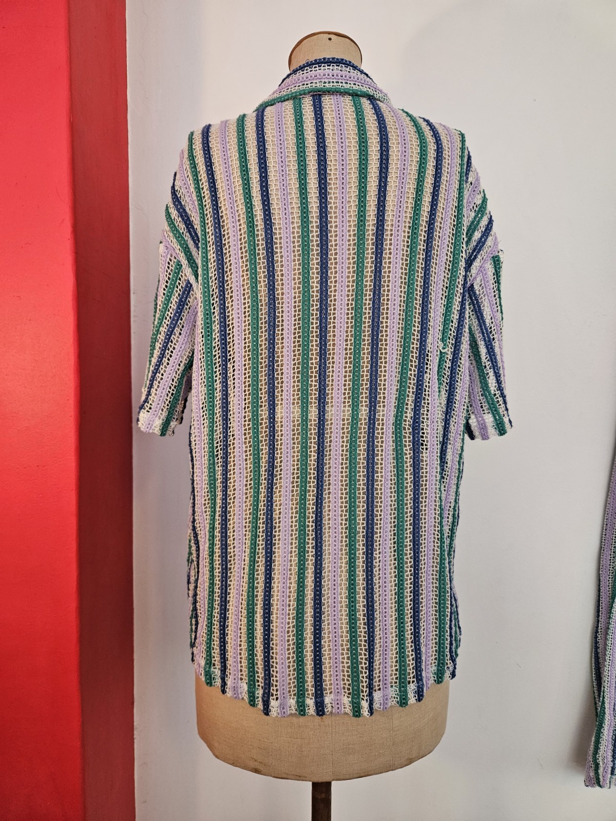 Vintage Inspired 70s Net Cotton Hippie Outfit Shirt Top Pants Flare Size XS-S-M