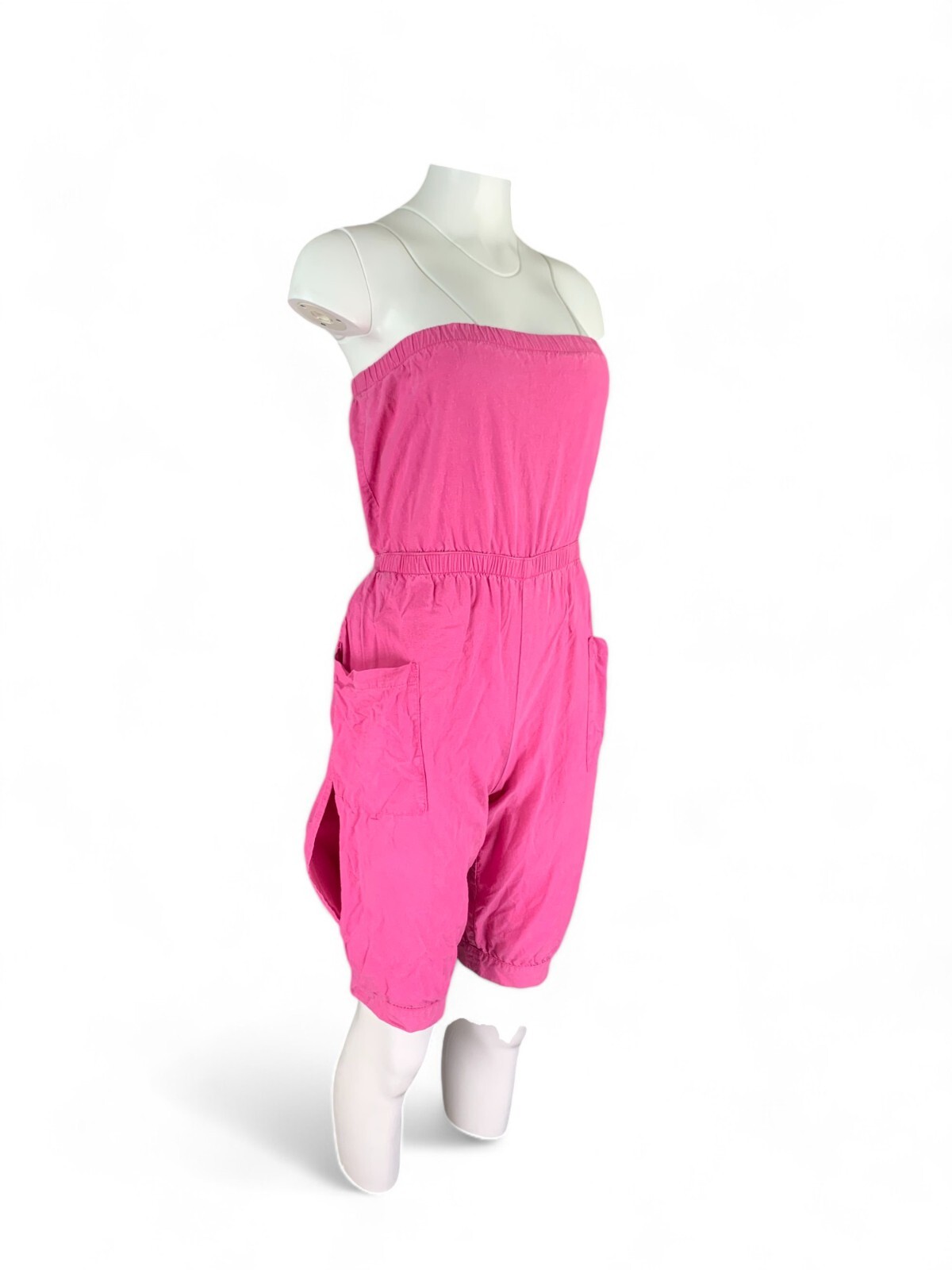 Vintage 80s Ocean Pacific Jumper Strapless Pink Beach Cover Slits Size M