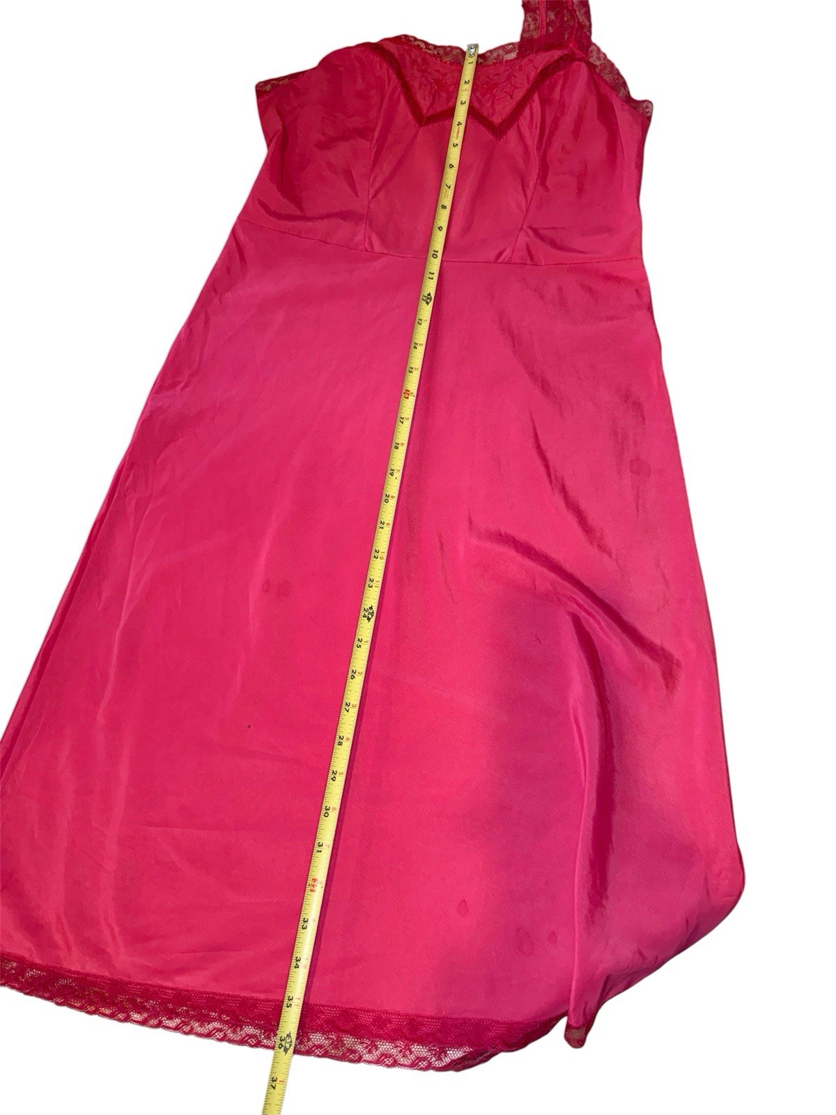 Vintage 1950s BARBIZON Crepe Remarque Hot Pink Full slip dress Lil Beth 14 Miss