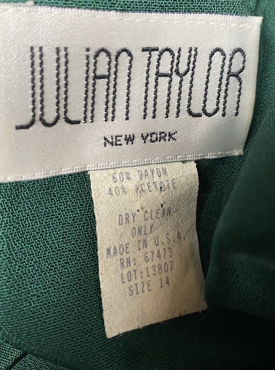 VTG 80/90s Julian Taylor Sheath Dress Womens 14 Green Minimalist Modest Office