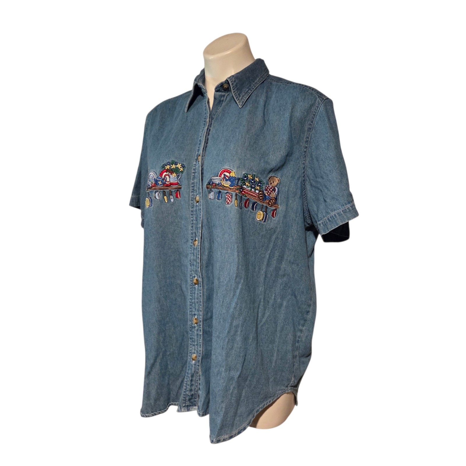 Vintage Just My Size Demo Shirt Embroidered USA Patriotic