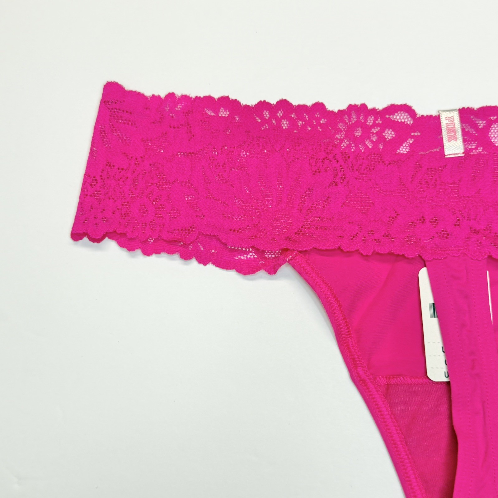 2016 Vintage PINK by Victoria’s Secret Solid Pink Lace Thong Panties Size Medium