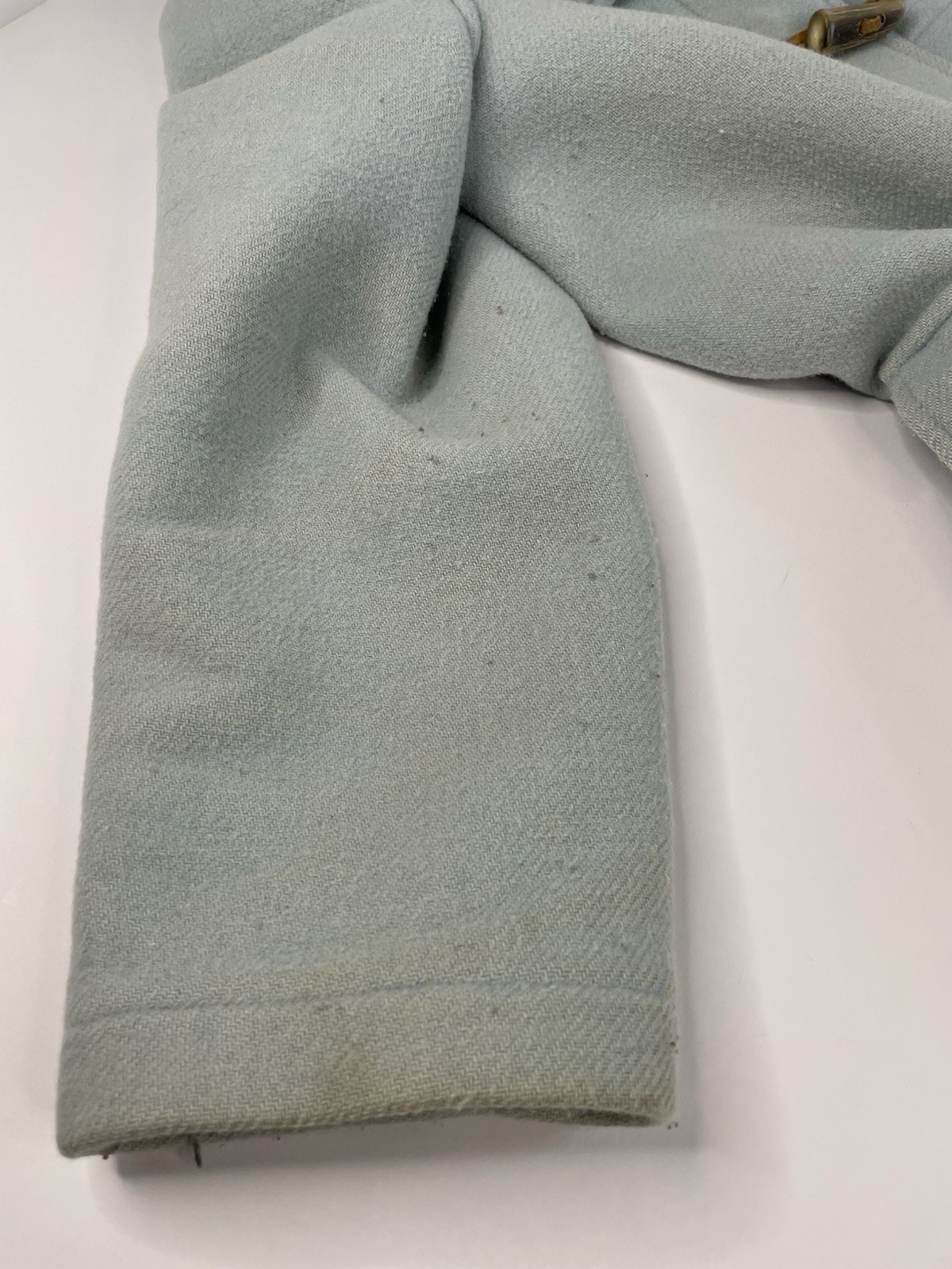 Vintage Gloverall Powder Blue Wool Duffle Coat Womens Sz 8 Hooded Toggle FLAWS