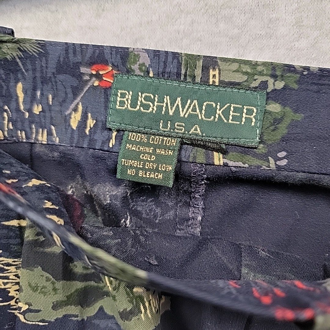 VTG 90s BUSHWACKER USA Maxi Skirt Navy Fishing Mountains Cottagecore Waist 24″