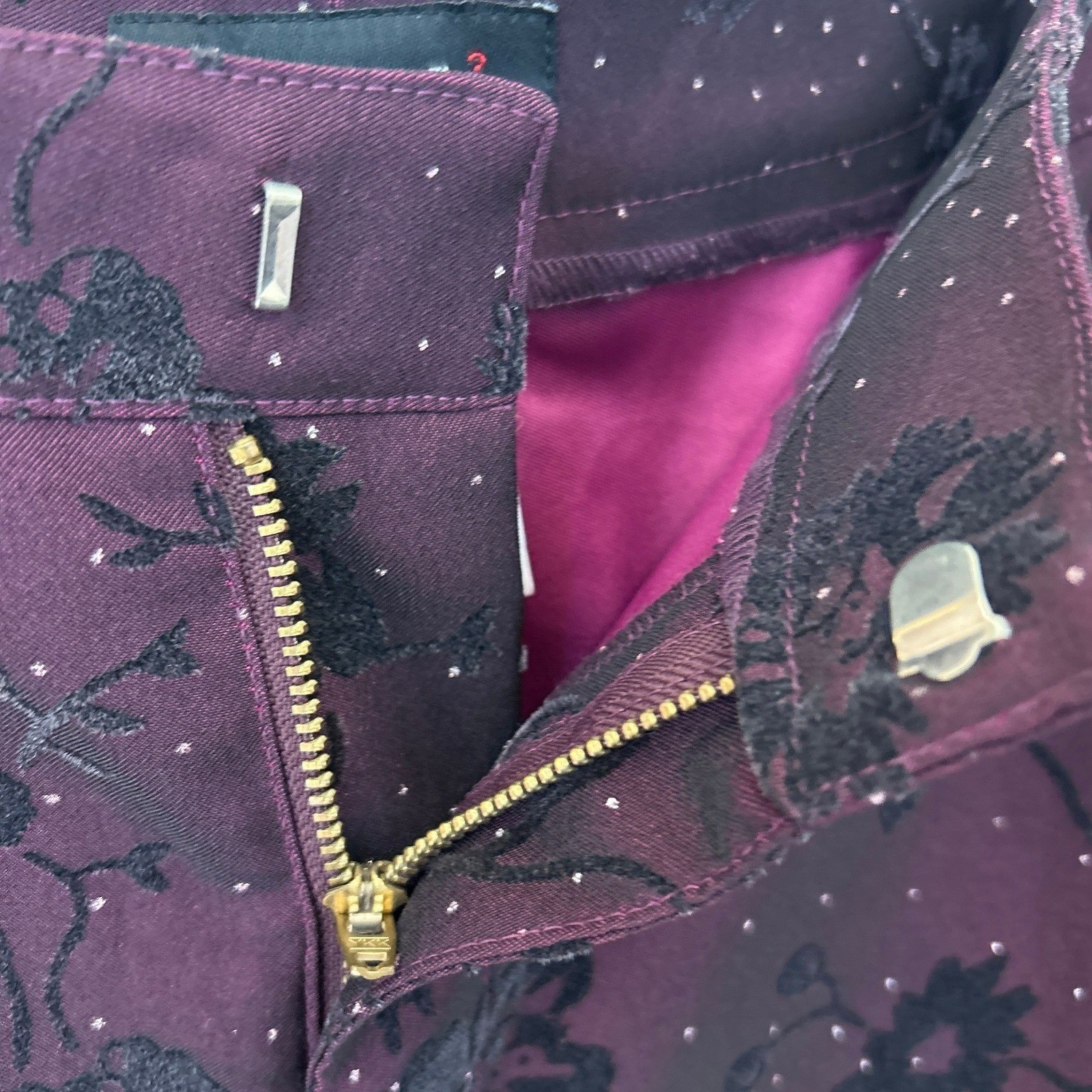 Vintage GUESS USA Velvet Burn-Out Glitter Pants Y2K Bootcut Size 31 Witchy Rare