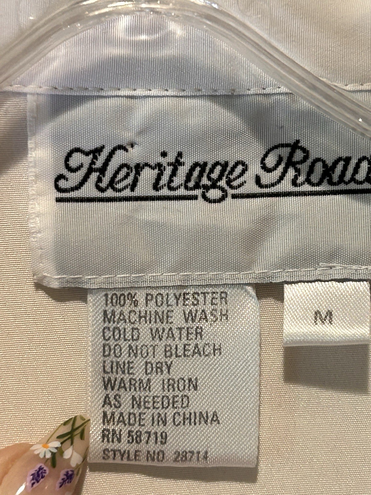Heritage Road Vin. 90’s White Bl. Long Sleeve Blouse Frog Button Shirt Sz M