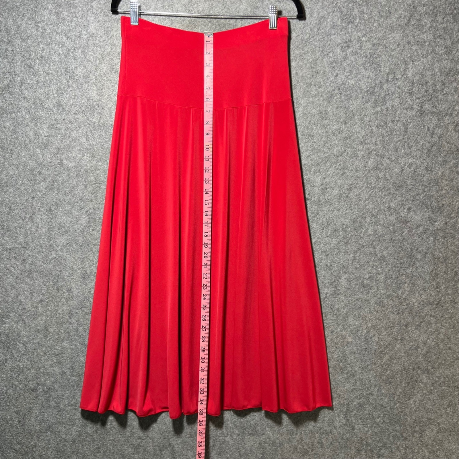 Vintage Valentina Tomato Red Pleated Maxi Skirt One Size Fit All Stretch Knit