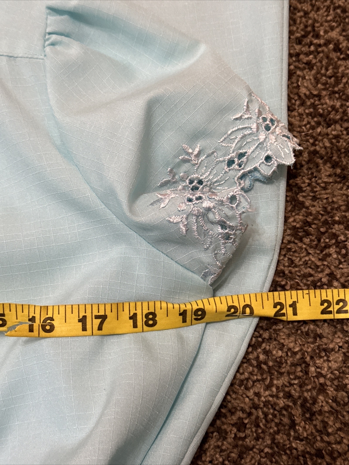 Vintage Shirt Dress Size 10 The Jones Girl Blue Flower Lace Embroidered Small