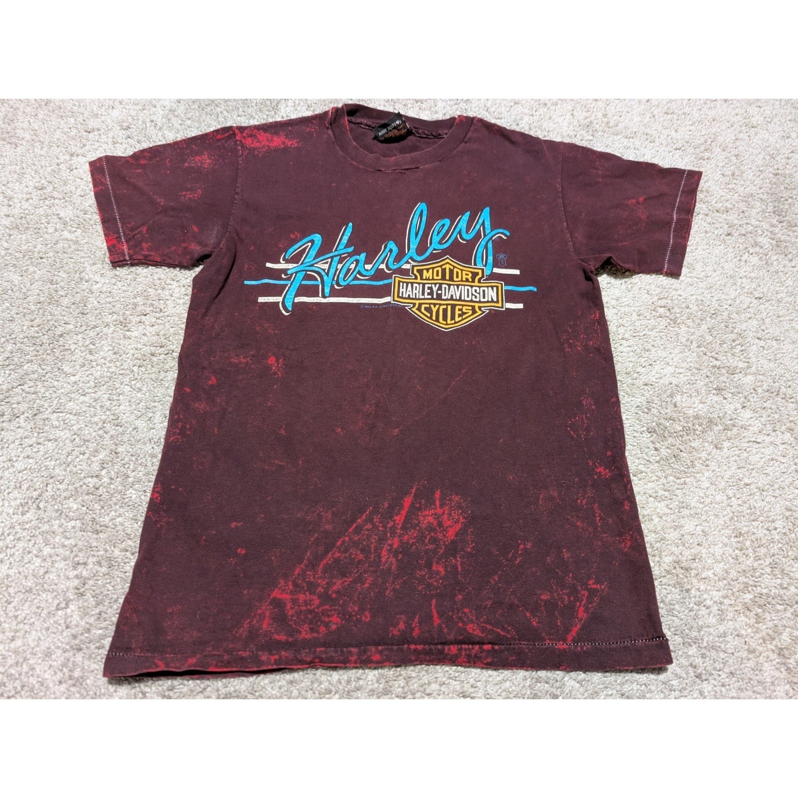 Harley Davidson T-Shirt Women M Maroon 1989 Sauk City Eagle Graphic Vintage 80s