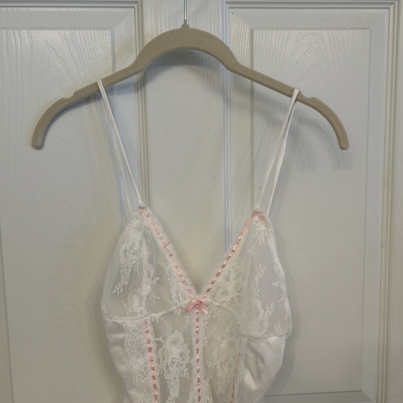 VTG Avon Fashions Women’s White Lacy Negligee Lingerie Teddy Medium USA