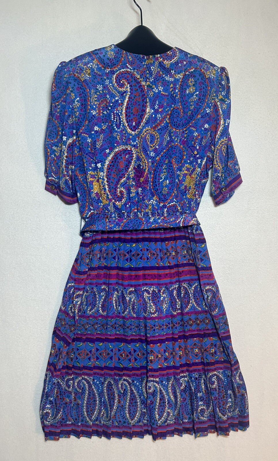 Vintage Lorac Original by Lady Carol 70s Belted Colorful floral paisley dress L
