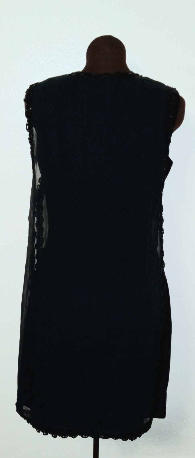 Formal 1960s Dress Bespoke 2 Piece Black Dress With Sheer Overlay Small