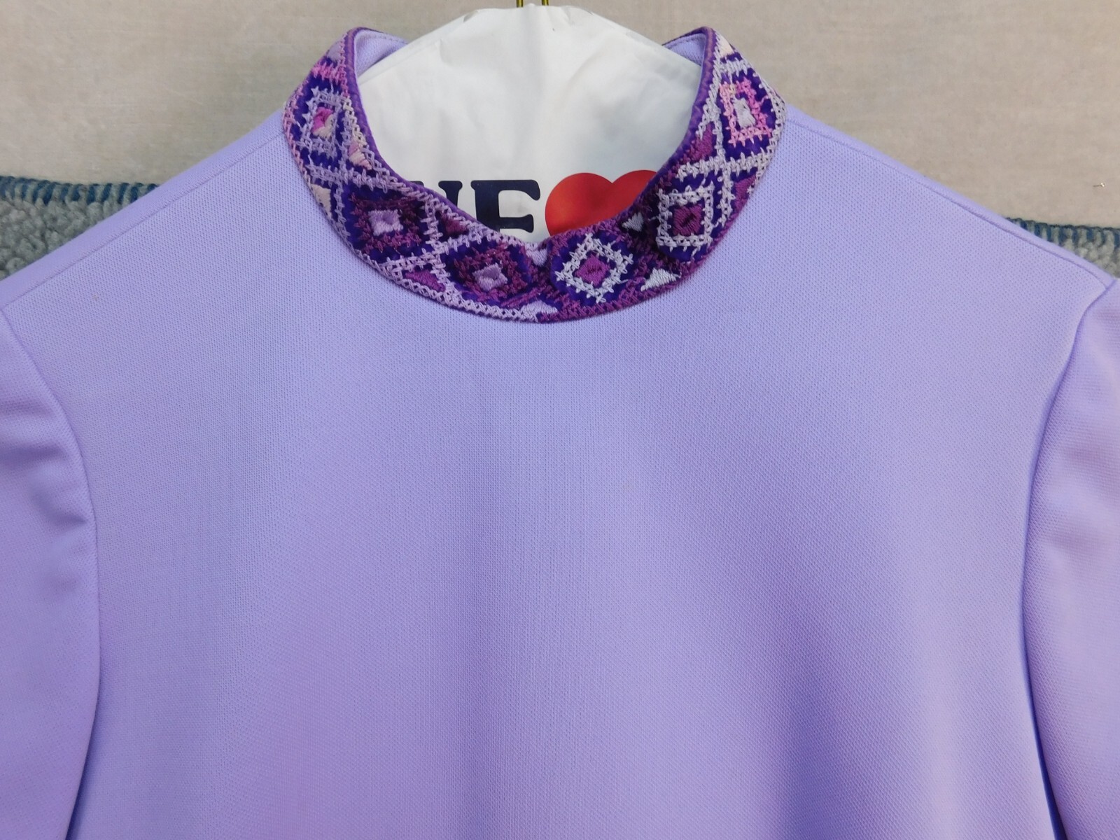 VTG Susan Thomas Women’s S Cap Sleeve Pattern Collar Short Sleeve Purple Shirt