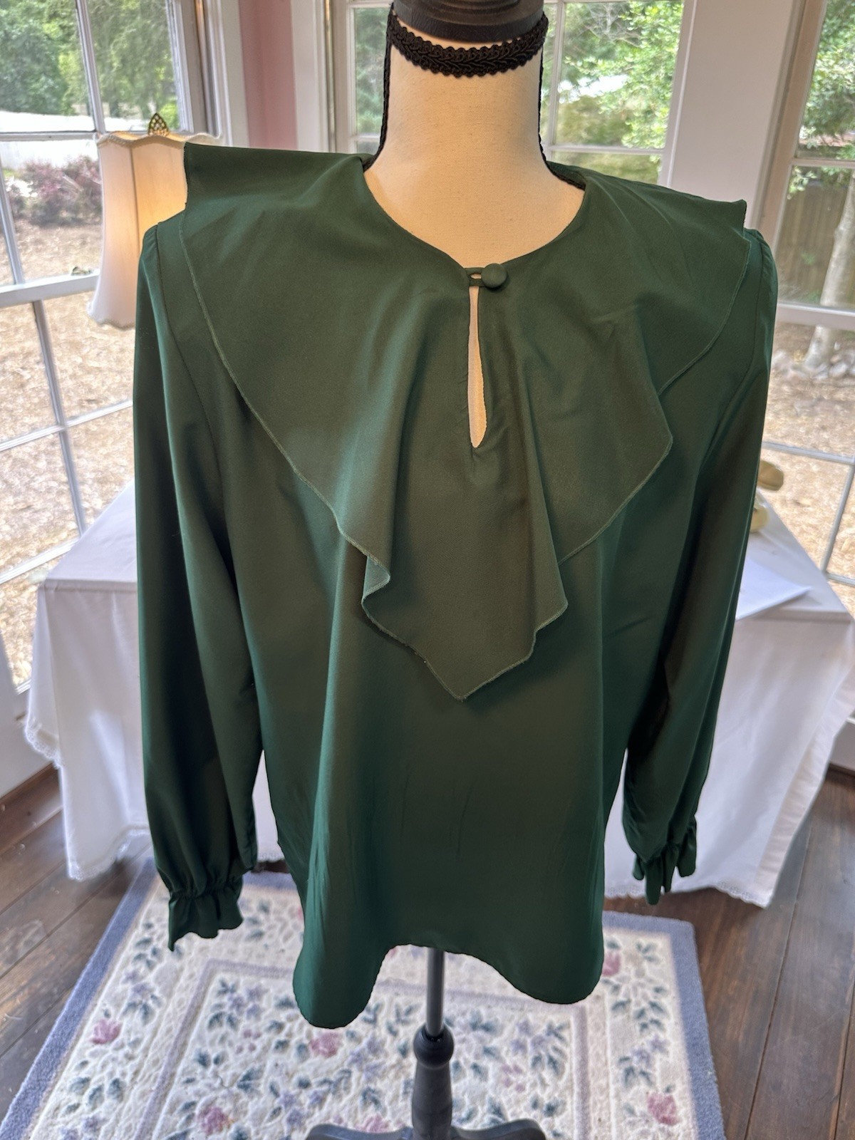 Vintage 1980s Jo Hardin Emerald Green Blouse