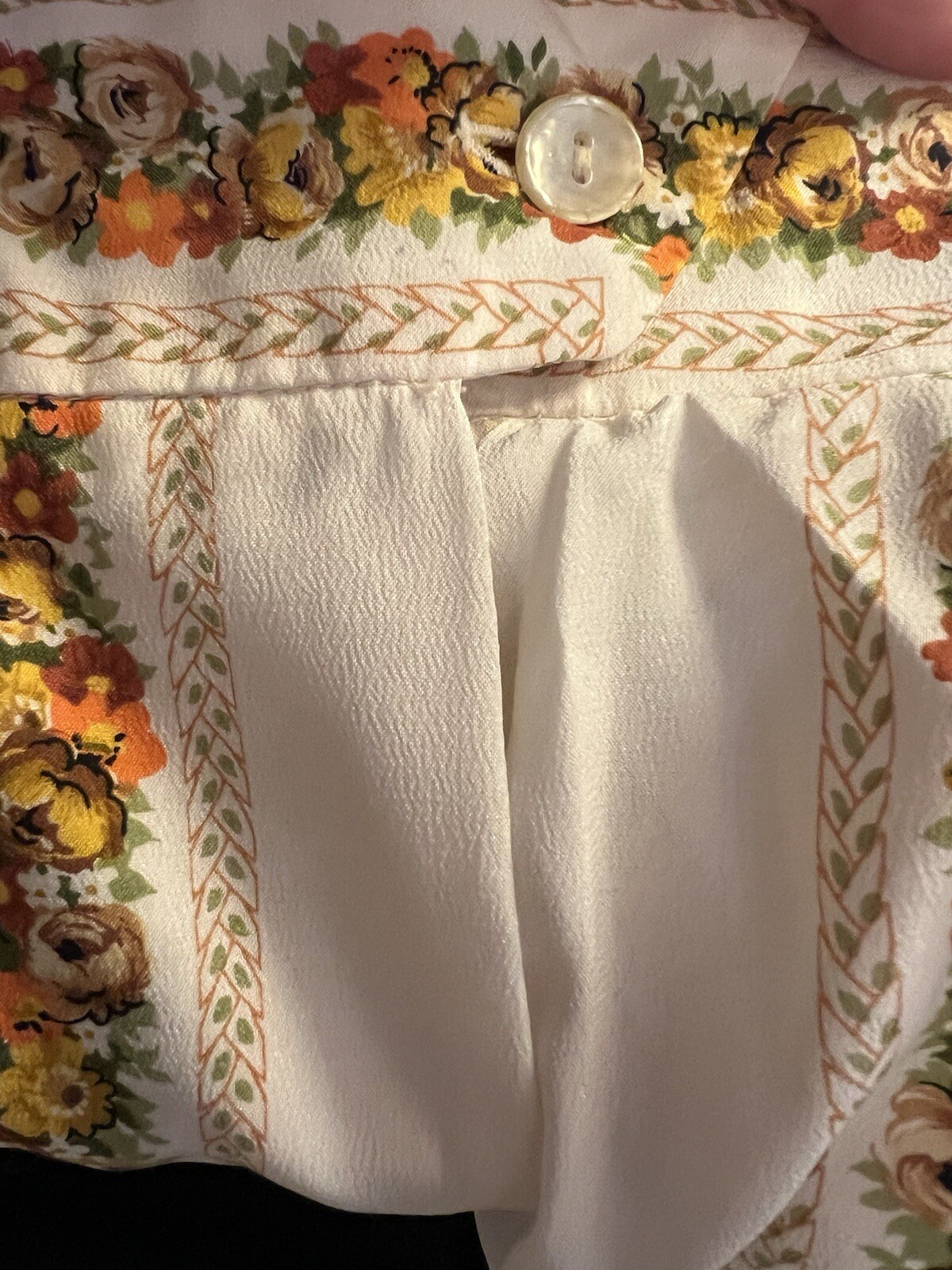 60s Vintage Womens M Skirt Set Sz S Blouse Ivory Floral Fall A Line Skirt