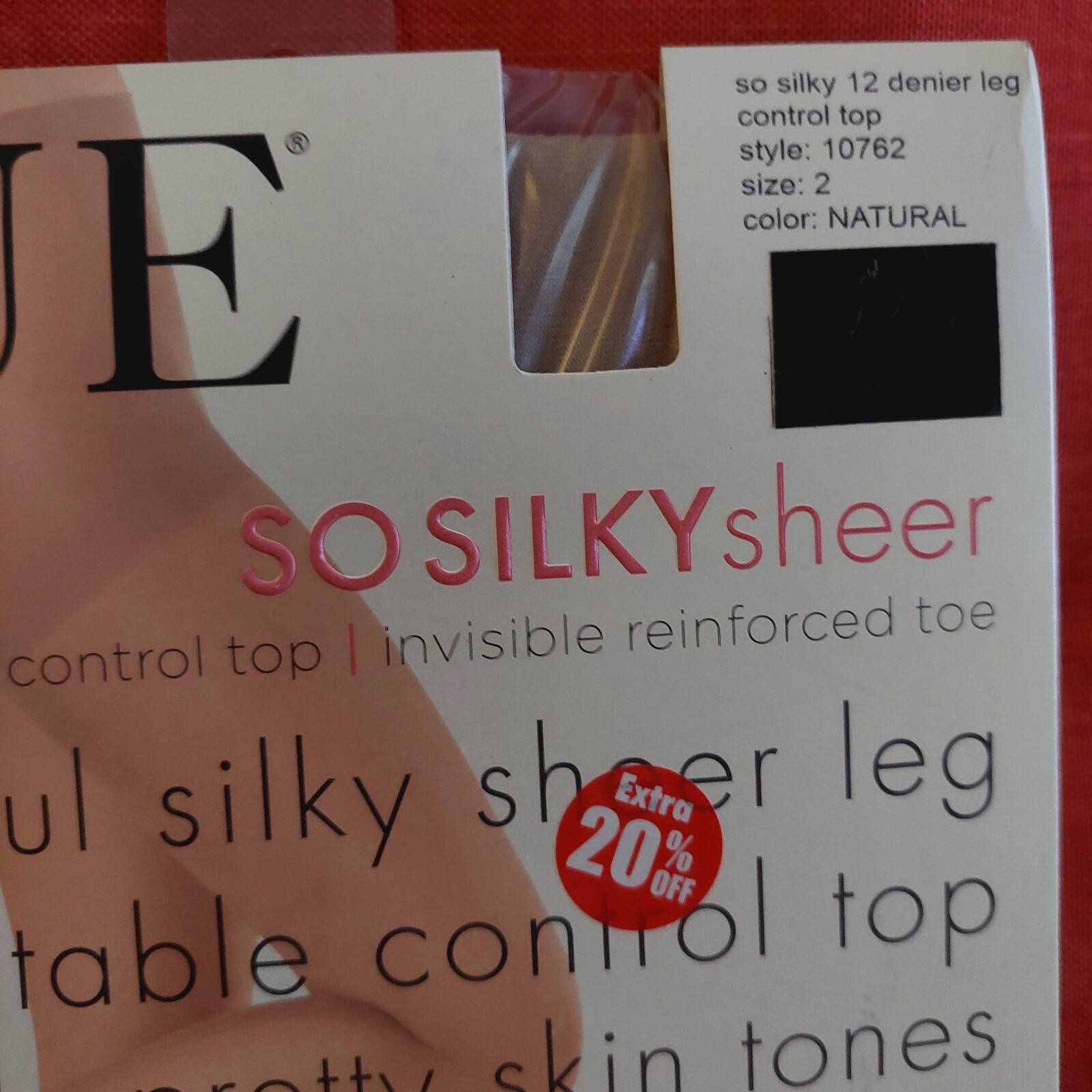 Vintage Pantyhose HUE So Silky Sheer Invisible Reinforced Natural Size 2 BONT1