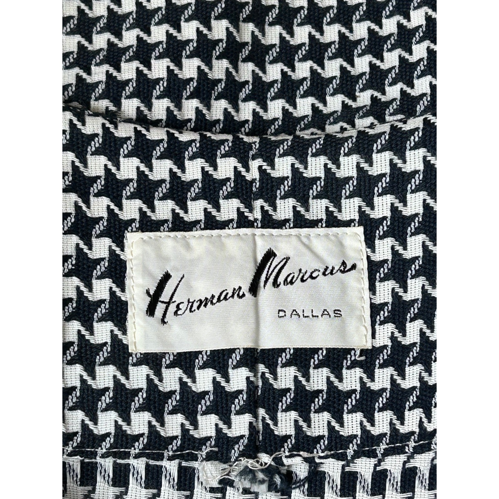 Vintage Herman Marcus Black White Houndstooth Vest and Pleated Skirt Set Size 12
