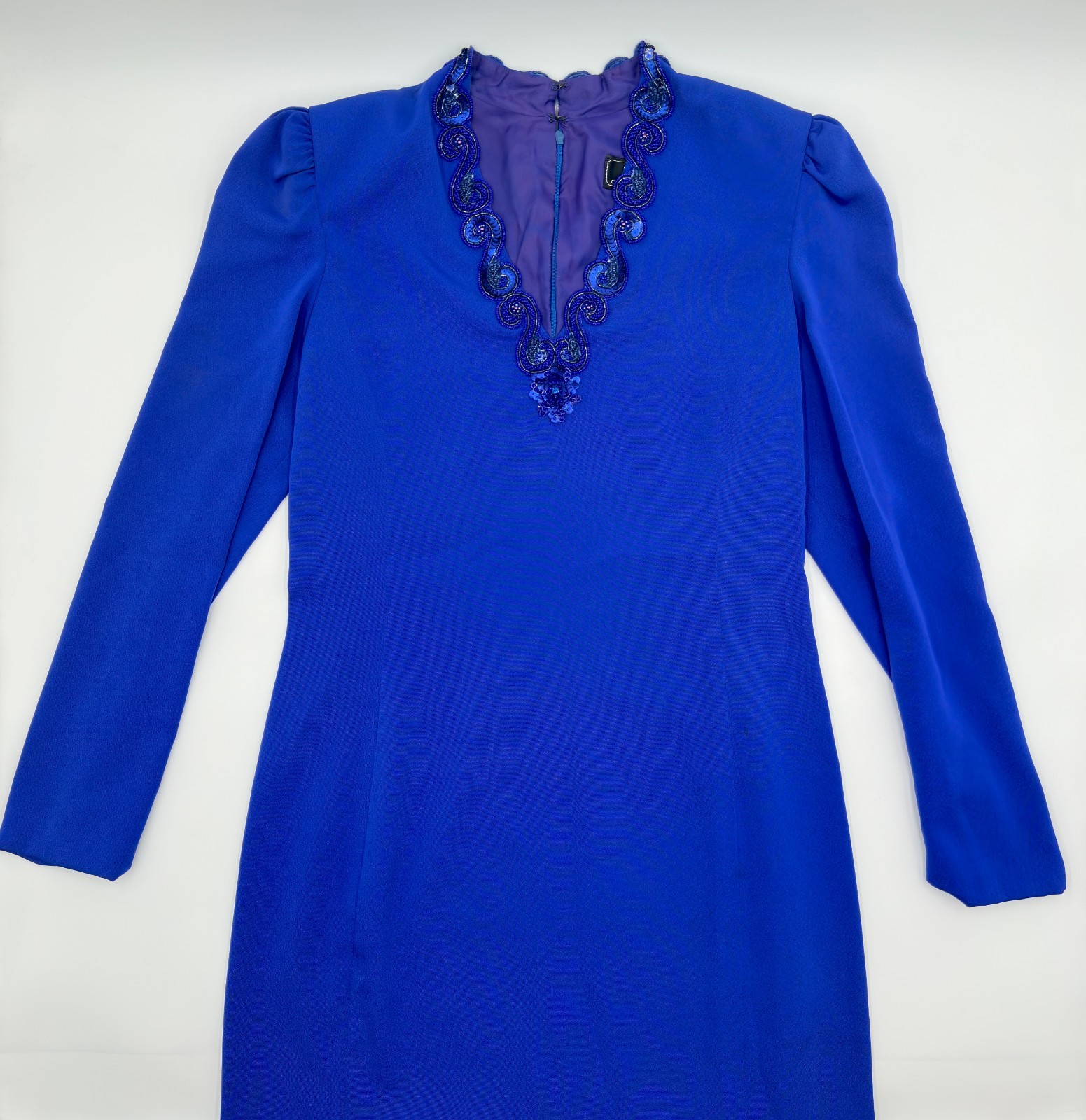 Vintage CH by Carolina Herrera Royal Blue Beaded Cocktail Dress – Size 12