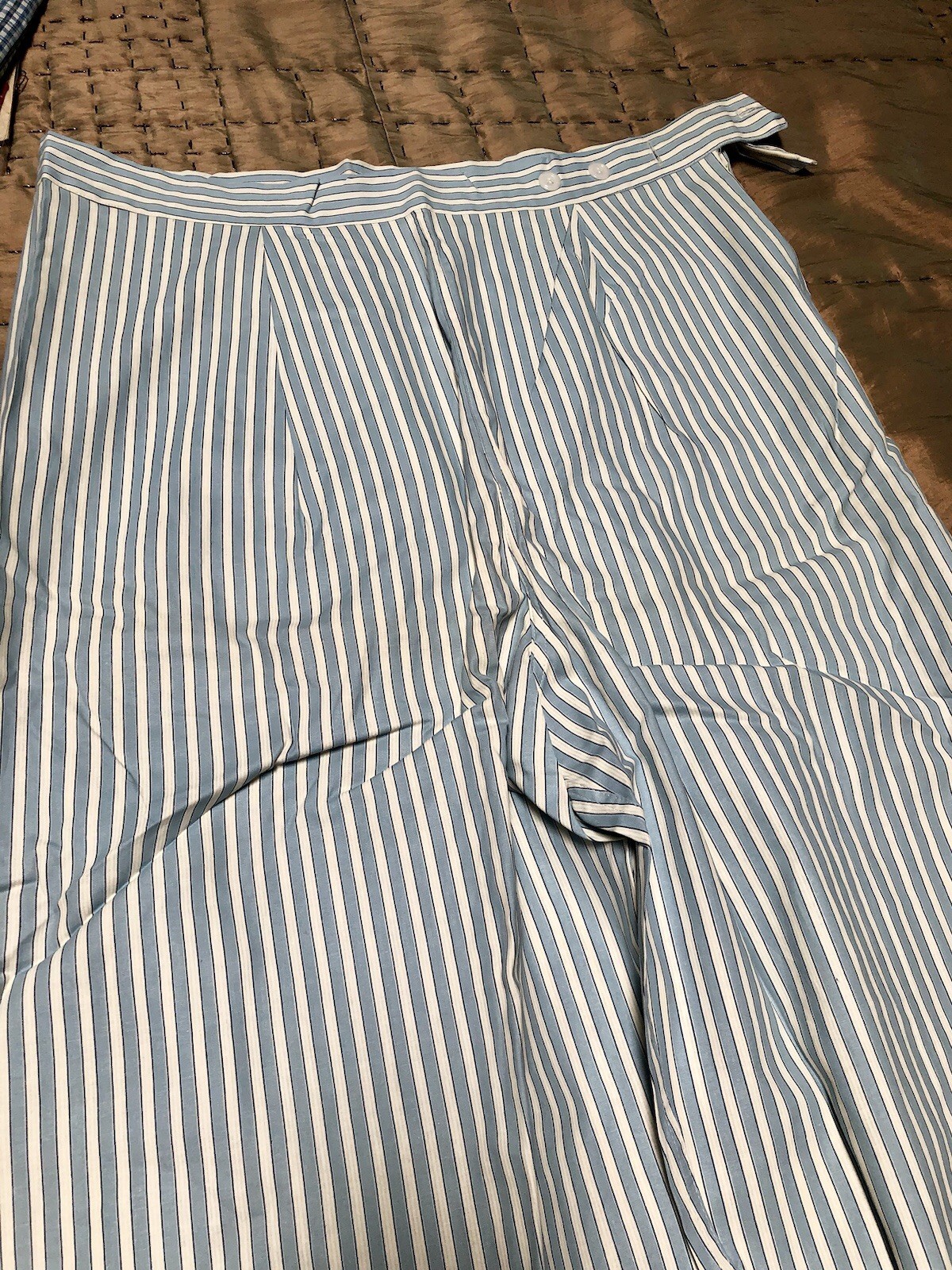 VTG 1950s DEADSTOCK NOS Man-Tailored FRENCH BLUE WHITE STRIPED PAJAMAS Sz-40