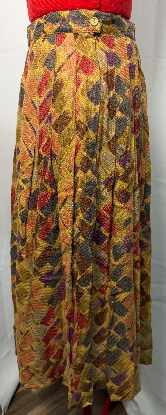 VINTAGE 1980s Nicole Miller for PJ Walsh Geometric Earth Tone Pleated Skirt – 8