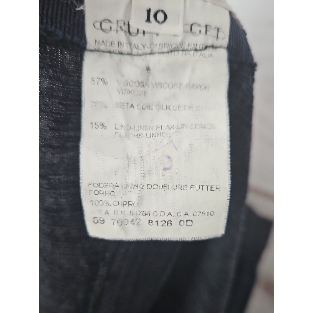 Vintage Giorgio Armani Le Collezioni Wide Leg Trousers Womens 10 Navy Silk Linen