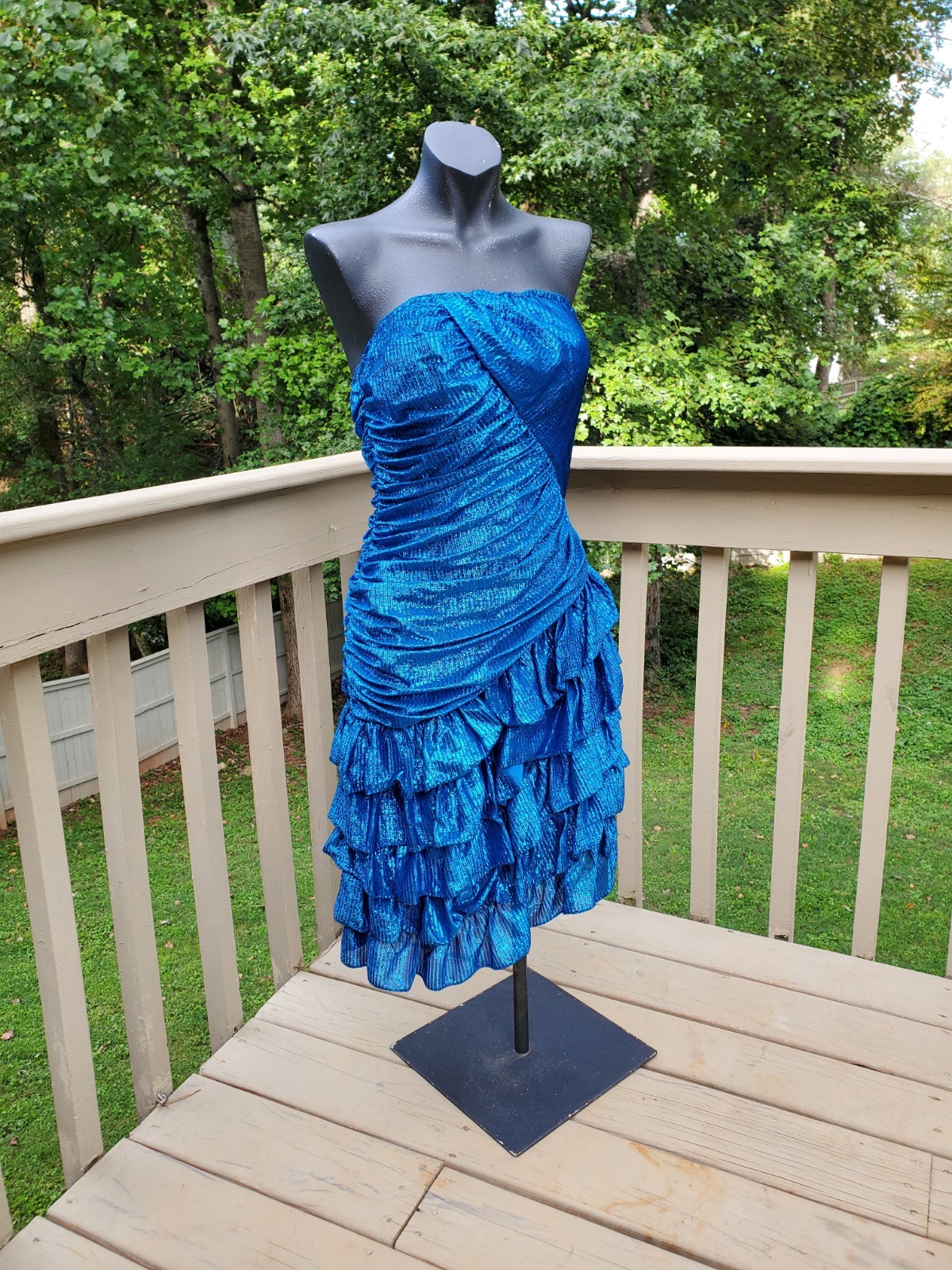 Vintage 1980s New Leaf by Samir Dress 80s Metallic Cocktail Dress