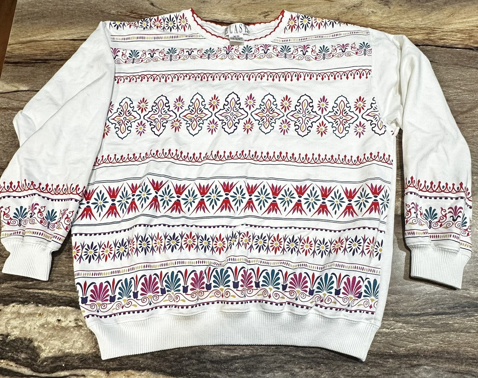 vintage cottage core sweater Grandmacore Color Pattern Blast Size M Floral Geo