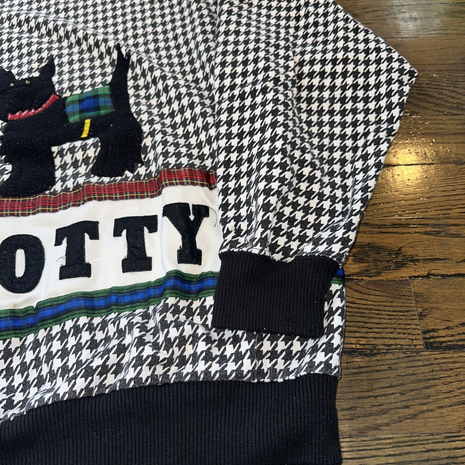 Vtg Marcy ‘N Me II~By Patrick Lee Scotty Dog~Houndstooth Top~large